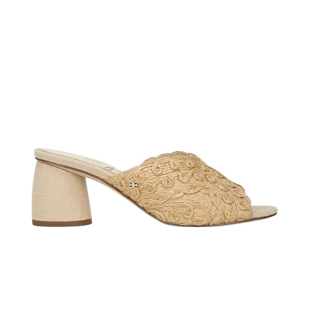 Sam Edelman Sareen Natural Woven Raffia Open-Toe Block Heeled Mule Sandals 7.5 - Picture 2 of 12